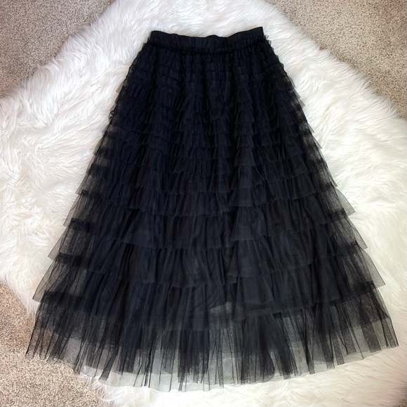 Effie Lane Dresses & Skirts - Billowy Black Layered Whimsy Goth Long Tulle A line Skirt